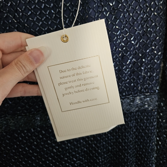 Mac Duggal Navy Bugle Bead Long Sleeve Sheath Formal Gown NWT Size 6 - Picture 16 of 16